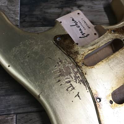 Made to Order - FRANCHIN Mercury guitar body Relic Aged METALLIC LEAF (Gold/Silver/Copper) Basswood Poplar Stratocaster-Strat-S-Style Made in Italy image 9