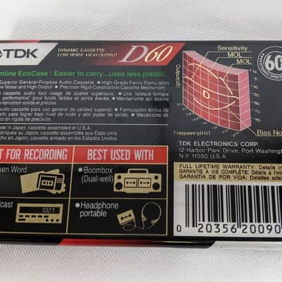 Brand New Sealed TDK D60 Audio Cassette Tape, 1990's image 4
