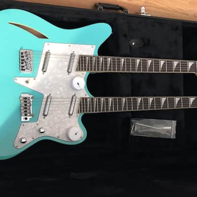 Eastwood SURFCASTER 12/6 Bound Tone-Chambered Mahogany Body Double Neck Electric Guitar w/Hard Case image 23