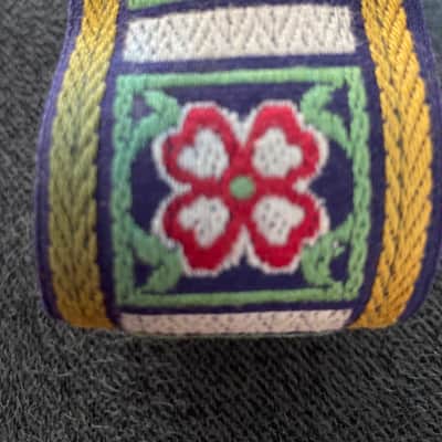 Vintage 1960s Bobby Lee Green With Red Clovers Guitar Strap Ace Style image 2