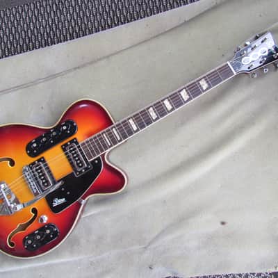 1960's Sano S-90 Semi Hollow Body Guitar W/OHC Cherry Sunburst Made In Italy Sano Wacky Guitar image 3