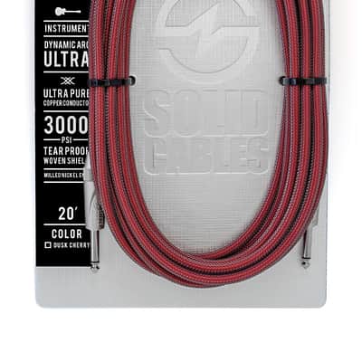 Solid Cables Ultra Instrument Cable 20'  Dusk Cherry image 1