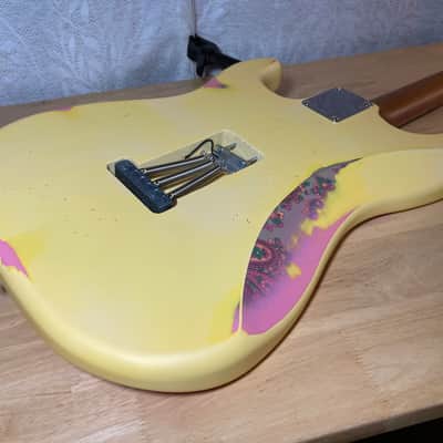 Custom Strat Relic Aged Pink Paisley Vintage White w/ Fender Bridge and Pickups image 19