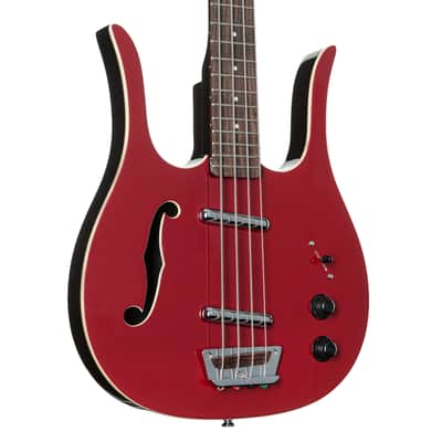 Danelectro 58 Longhorn Bass F-Hole Red Hot - Semi-Acoustic Bass righthand image 5