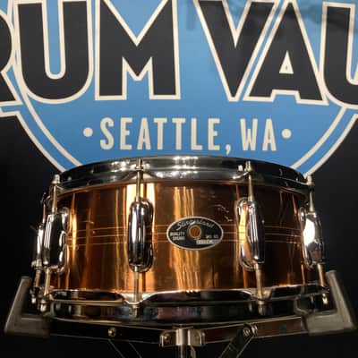 Slingerland - 5x14" Sound King, Lacquered Brass, 10-Lug Snare Drum, Zoomatic Throw-Off 1990s image 1