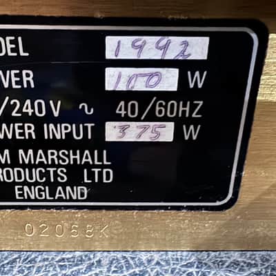 78 Marshall JMP 1992 Super Bass 2-Channel 100-Watt Guitar / Bass Amp Head 1978-Black image 12