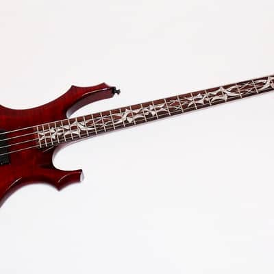 ESP LTD F-404FM Trans Red Neck Thru Body Electric Bass Guitar image 1