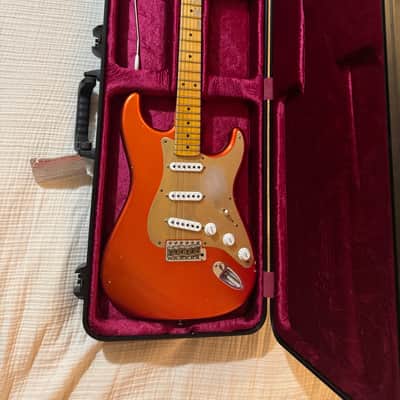 Fender Fender Custom Shop 55 Dual-Mag Stratocaster Journeyman Relic Maple Fingerboard Limited-Edition Electric Guitar Super Faded Aged Candy Apple Red 2019 - Super faded aged candy apple red image 1