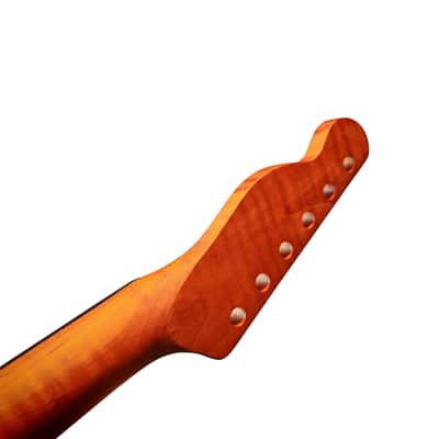 Tele Style neck Roasted flame maple with rosewood fretboard (Satin) image 7