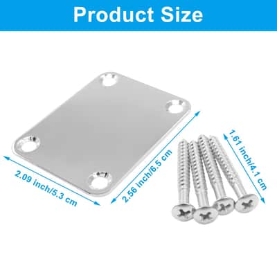 Electric Guitar Neck Plate, Sliver Bass Neck Plate Guitar Neck Joint Connecting Strengthen Plate with Screws(64 ×51 mm) image 3
