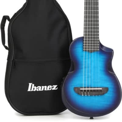Ibanez AU Tenor Acoustic-electric Ukulele - Transparent Blue Sunburst Open Pore image 3