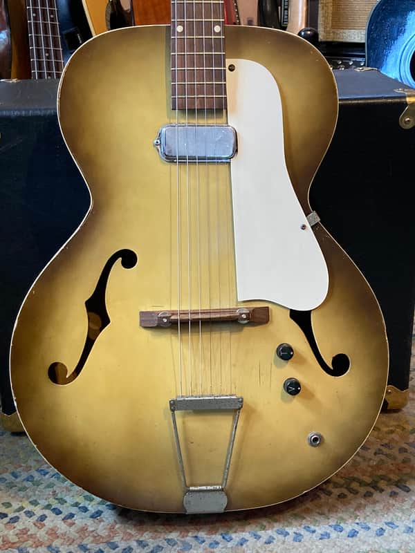 Truetone (Kay) Archtop with factory DeArmond Pickup  1950s Light Burst image 1