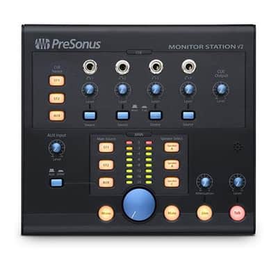 PreSonus Monitor Station Desktop Studio Control Center, Three Sets of I/O, Dual LED Meters, Mute and Mono Functions, Four Headphone Amps, Talkback Mic image 1