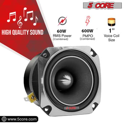 5 Core Tweeters Speakers Car Audio Pair 600W Combined Peak 4 Ohm 3.5 Inch Aluminum Super Bullet Tuiters Para Sonido Para Carro - TW BLT 150 CH PAIR-TW BLT 150 CH PAIR image 7