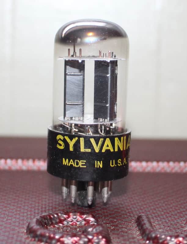 SYLVANIA 6SN7GTB 6SN7GT PERFECT BALANCE BLACK PLATE HALO GETTER TEST NOS VINTAGE 1960'S image 1