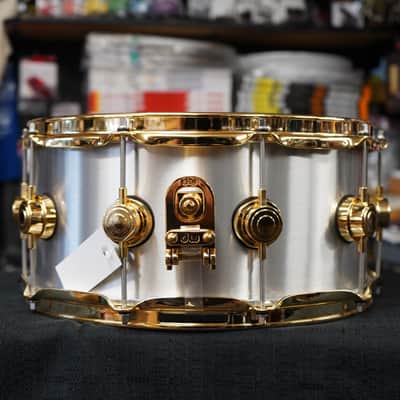 DW USA Collectors Series 6.5x14'' Thin Aluminum 1MM Shell Snare Drum w/ Gold Hdw. image 3