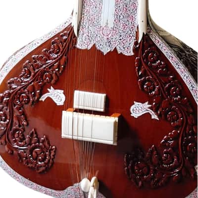 Sitar Gulab Patta Indian Brown Sitar 7 Main String 13 Vibration With Bag Musical Instruments Gift For Professional Player and Beginners image 2