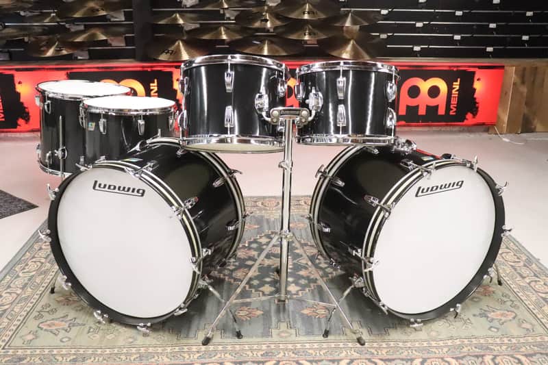 Ludwig 6pc Black Cortex Drum Kit Set 3ply Maple Vintage 1970's image 1