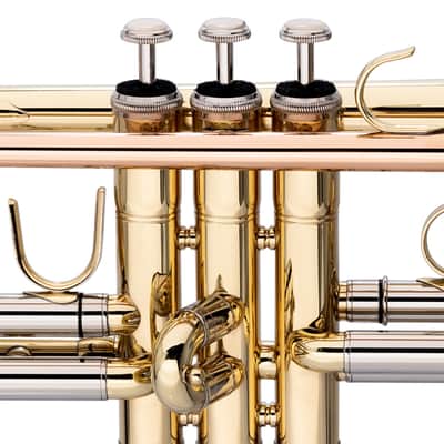 Stagg LV-TR5205 ML-Bore Gold Brass Leadpipe  Key of Bb Trumpet w/Case & Mouthpiece 7C & Silver Plated image 5