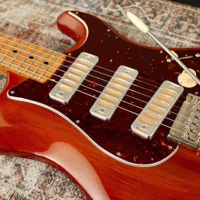 Ronin Morningstar 2019 - Honey Burst w/ highly figured “Flame Maple” neck + Raw Aluminum FB Mini’s image 4