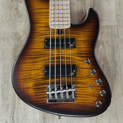 Mayones Jabba Custom 5 5-String Bass, Amber Burst, Birdseye Maple Fretboard image 1