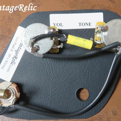 Les Paul LP Junior Pre-wired upgrade harness .022uF Mallory MUSTARD Cap fits vintage Gibson image 1
