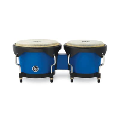 Latin Percussion 6 1/4-Inch and 7 1/4-Inch Bongos with Carrying Bag and Tuning Wrench (Race Car Blue) image 2