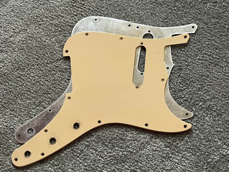 Vintage Fender Musicmaster guitar pickguard tan vintage w/shield image 1
