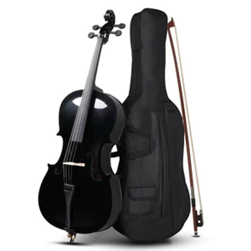 New Cello 3/4 Full Size Black Color BassWood for School Band With Portable Bag image 1
