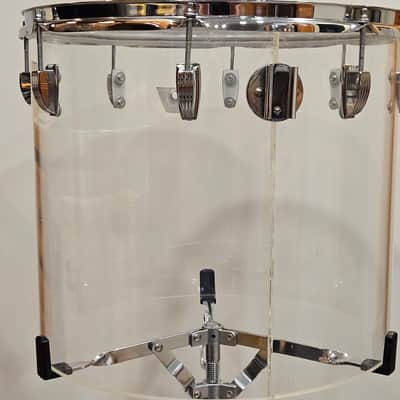 1970s Ludwig Vistalite Clear Concert Tom 14x16 Blue/Olive Badge #1750802 Vintage image 5