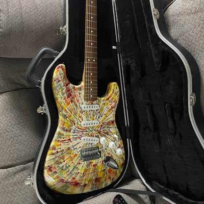 Fender FSR "Splattercaster" Standard Splatter Stratocaster with Rosewood Fretboard 2003 - 2004 - Dakota Red, Graffiti Yellow, Blue Agave, and Orange Drop over Olympic White image 1