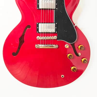 Burny RSA-100 CR Cherry Red Made in Japan 2002 Semi Hollow Body Electric Guitar, o5295 image 4
