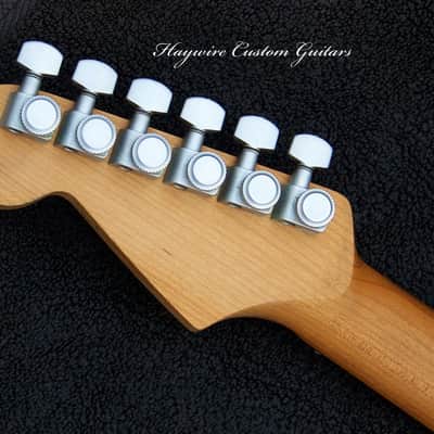 920D Custom+ Triple Lollar Mini Humbuckers + Warmoth Roasted Maple Neck + 7Way Switching +Blue Shell Pickguard + Strat Body+ Fender Brushed Chrome Locking Tuners +Babicz "Full Contact Hardware"+ Stainless Steel Frets image 14