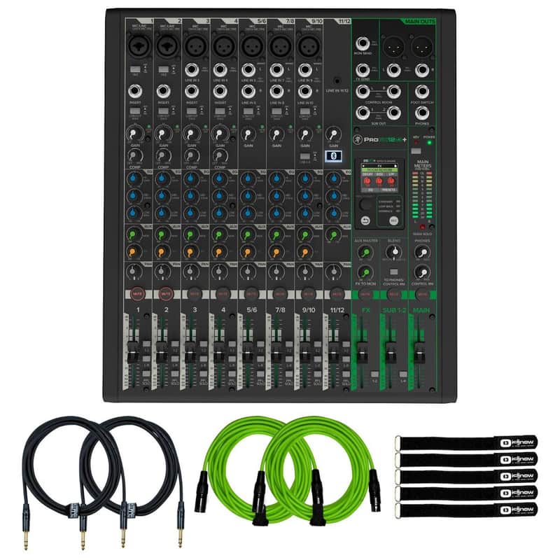 Mackie ProFX12v3+ 12-Channel Analog Enhanced FX USB Mixer w Bluetooth & Cables image 1