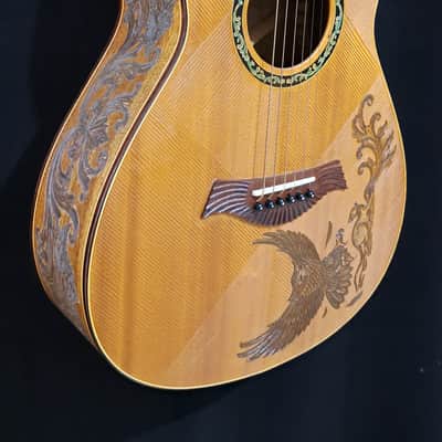 Acoustic Parlor Guitar Handmade by Blueberry Guitars Owl Motif image 10
