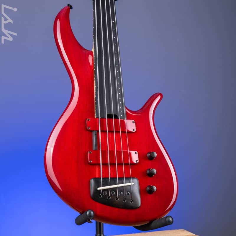 2004 F Bass BNF5 Fretless Transparent Red image 1