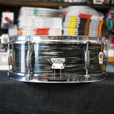 1960s Japan Del-Rey 5.5x14" Mahogany Snare Drum w/ Rings - Black Osyter image 2