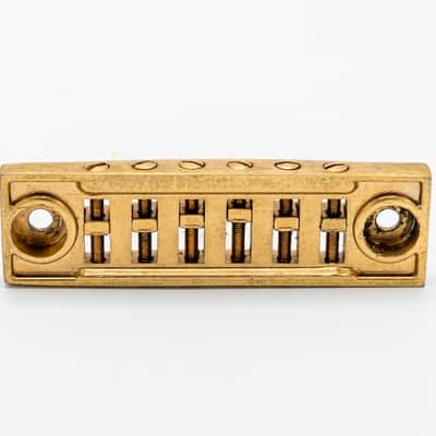 1970s Gibson Vintage Harmonica Tune-o-Matic Bridge Gold-Plated, Schaller-Made w/ Inserts image 2