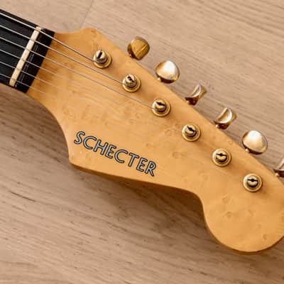 1980s Schecter HH S-Style Superstrat, Flame Top Trans Blue w/ Case image 4