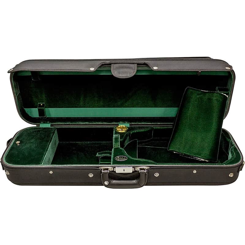 Bobelock B1002VS Oblong Woodshell Suspension Violin Case Regular 4/4 Size Black Exterior, Green Interior Bild 1