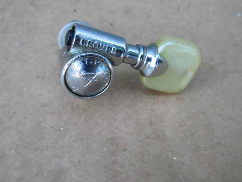 Single 1960s 1967 Grover Fender F USA Pat Pending Guitar Tuner Pearloid Button image 1