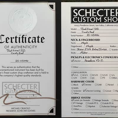 Schecter Custom Shop USA Traditional "S" - Candy Red image 10