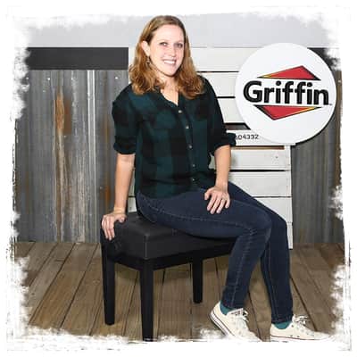 Griffin Piano Bench - Black Solid Wood Frame & Luxurious, Comfortable PU Leather - Padded Seat Keyboard Stool With Hidden Storage Space - Sturdy Vintage, Adjustable, Antique Design image 10