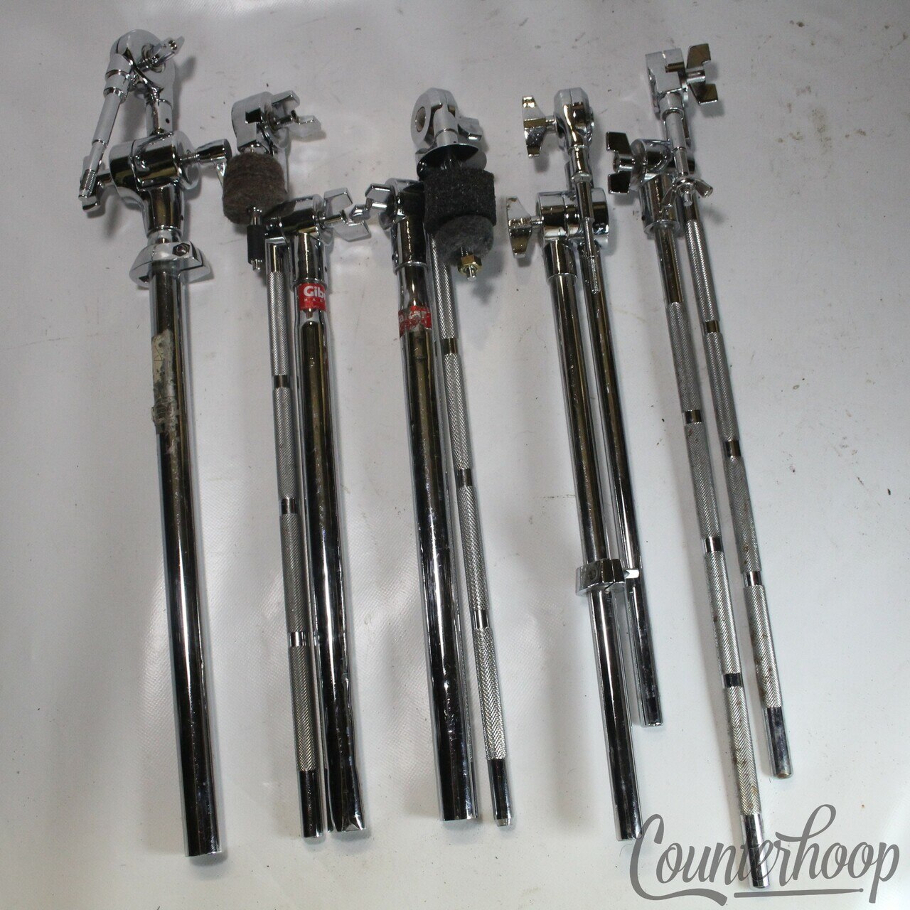 Gibraltar 5x Set of Cymbal Boom Arms Rods Tilters Mounts Stands Percussion — main photograph