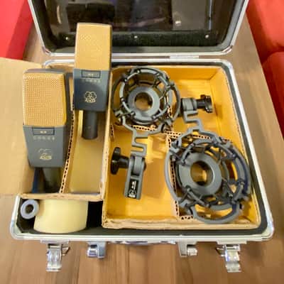AKG C414B PAIR XLII Large Diaphragm SET Multipattern Condenser Microphone 2010s - Black image 1