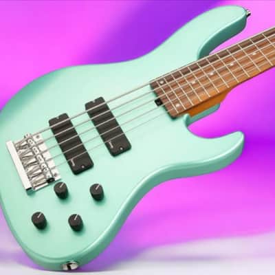 Sadowsky MetroExpress 24-Fret Modern Bass, Morado Fingerboard, 5-String - Solid Sage Green Metallic High Polish image 1