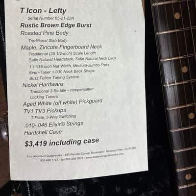 Tom Anderson Guitarworks T Icon 2022 - Rustic Brown Lefty image 5