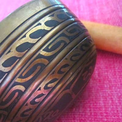 Japanese Rin Singing Bowl Cup Chime Bell with Striker - Vintage image 1
