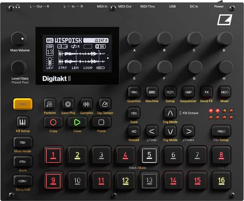 Elektron Digitakt II 16-track Stereo Drum Computer and Sampler 2025 - BLACK image 1