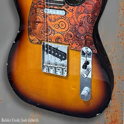 Paisley Telecaster 8 Hole Pickguard Golden Copper Acrylic Mirror Standard or Humbucker Cut Scratch Plate for Fender American/Mexican Tele Guitar image 2